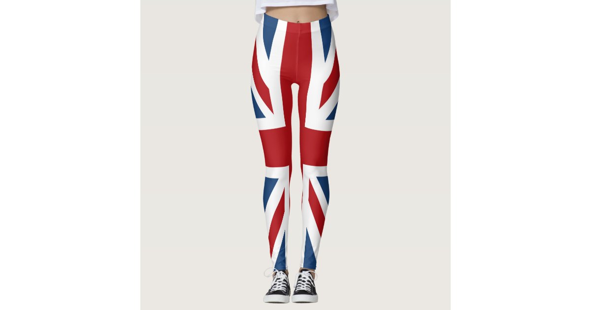 SALE Stretchy Blue Leggings Union Jack/British Flag Designer Painted Line  Pants