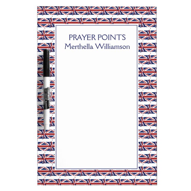 UNION JACK UK Nation Outline | Personalized Dry Erase Board (Front)
