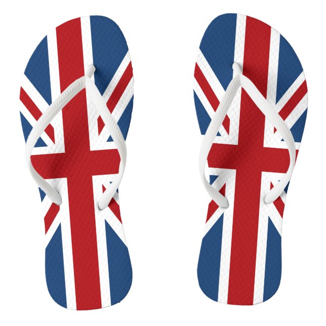 Union Jack UK Patriotic Flag Red White Blue Flip Flops (Footbed)