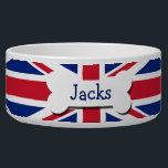 Union Jack UK Personalized Bowl<br><div class="desc">British Union Jack UK  flag Personalized pet bowl .. dog bowls from Ricaso .. perfect pet products with customizable options .. give your fur friend that unique gift .. add your pets name to this union jack dish</div>