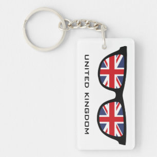 Union Jack UK Shades custom text & color key chain