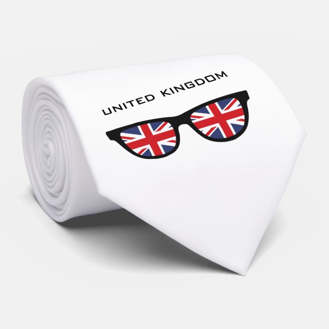 Union Jack UK Shades custom text & color tie (Rolled)