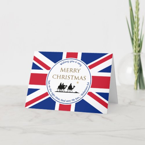 UNION JACK UK Three Wise Men Scripture CHRISTMAS Holiday Card