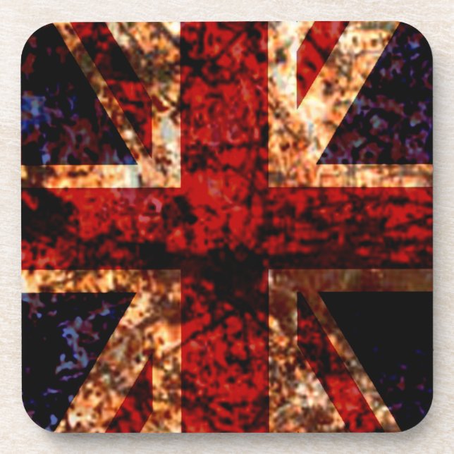 Union Jack UK Worn Flag Coaster (Front)