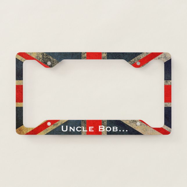 Union Jack Uncle Bob Funny License Frame (Front)