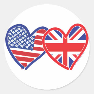Union Jack/USA Classic Round Sticker
