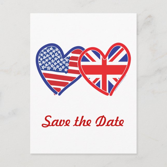 Union Jack/USA Save the Date Announcement Postcard (Front)