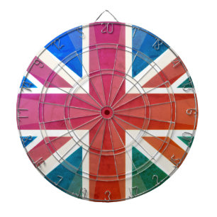 Union Jack Vintage Aged Colour Effect UK Flag Dart Board