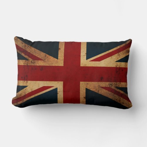 Union Jack vintage distressed double sided Lumbar Pillow