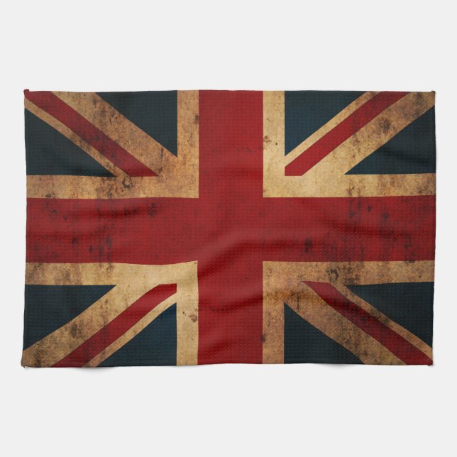 Union Jack (vintage distressed look) Kitchen Towel (Horizontal)