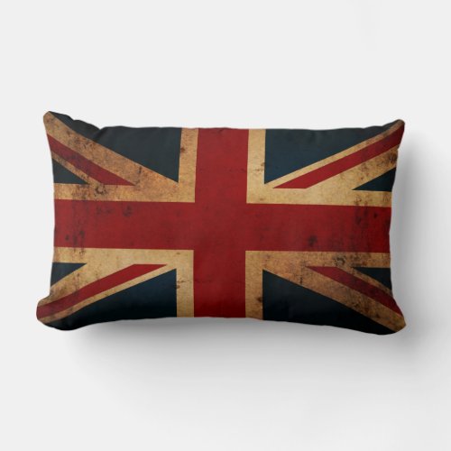 Union Jack vintage distressed look Lumbar Pillow