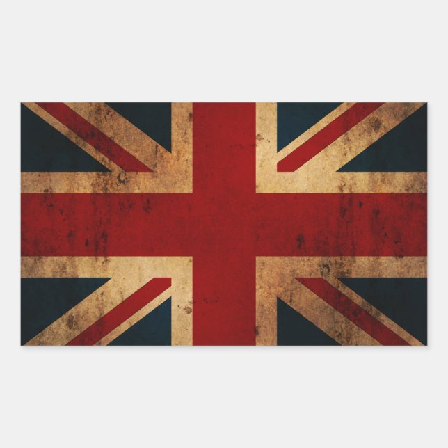 Union Jack (vintage distressed look) Rectangular Sticker (Front)