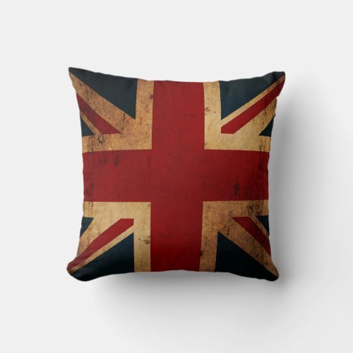 Union Jack vintage distressed look Throw Pillow