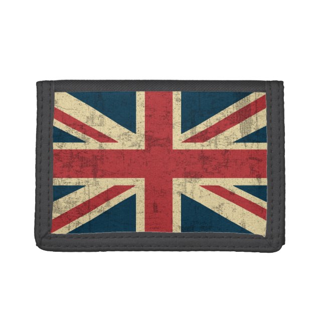 Union Jack Vintage Distressed Trifold Wallet (Front)