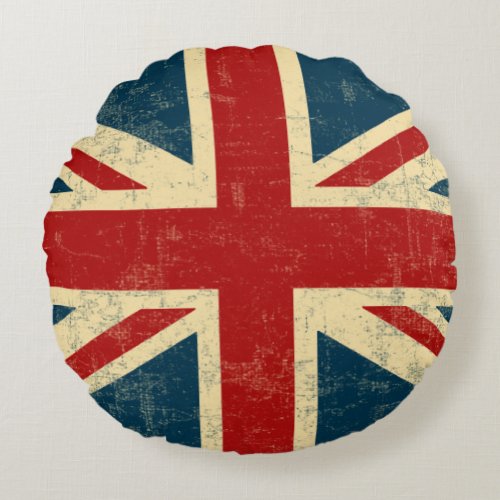 Union Jack Vintage Faded Round Pillow