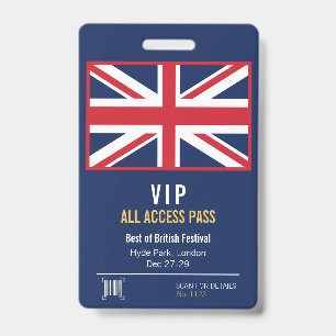 Union Jack VIP All Access Pass Badge