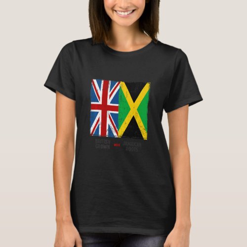 Union Jack With Jamaican Flag  British Caribbean  T_Shirt