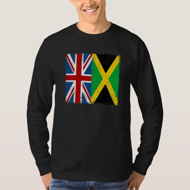 Union Jack With Jamaican Flag & British Caribbean T-Shirt (Front)