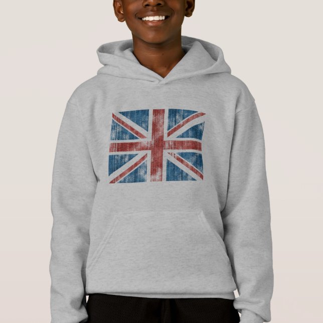 Union Jack worn Hoodie (Front)