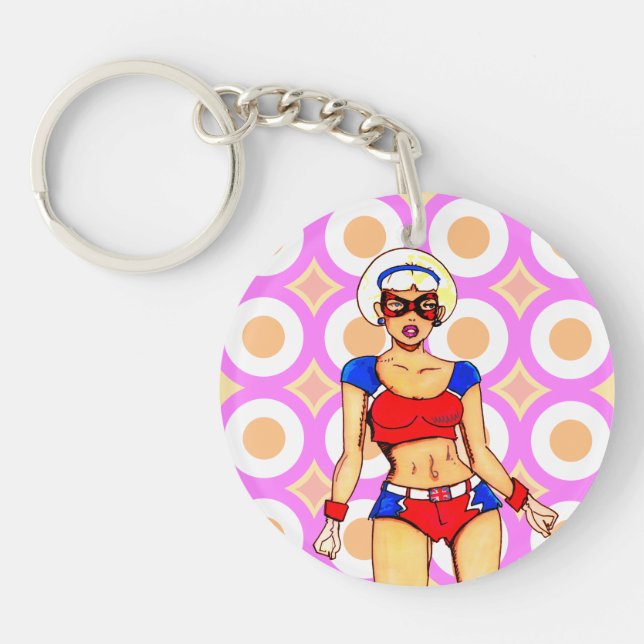 UNION JACKIE - The Mystery Girls Super Heroine Keychain (Front)