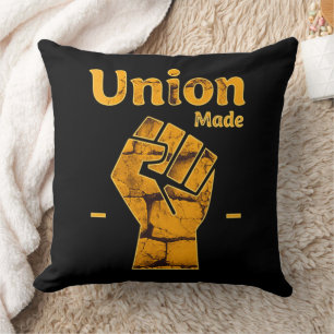 Union Made Worker Fist Labor Day Design Throw Pillow