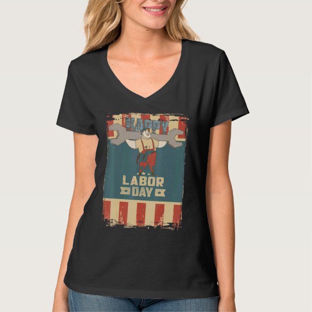Union Member Skilled Car Mechanic Happy Union Labo T-Shirt (Front)