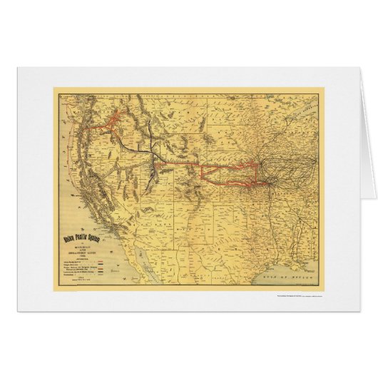 Union Pacific Railroad Map 1900 Cards (Front Horizontal)