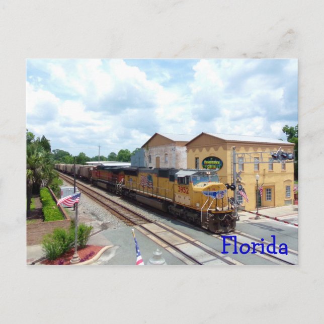 Union Pacific Yellow Train Engine Postcard (Front)