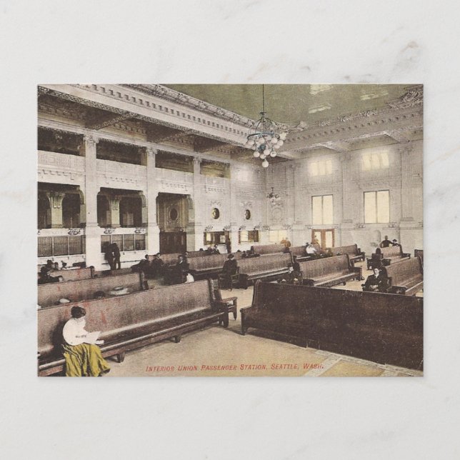 Union Passenger Station, Seattle, Circa 1912 Postcard (Front)