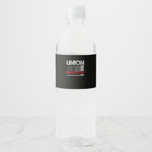 Union Pipefitter Union Strong USA American Flag St Water Bottle Label