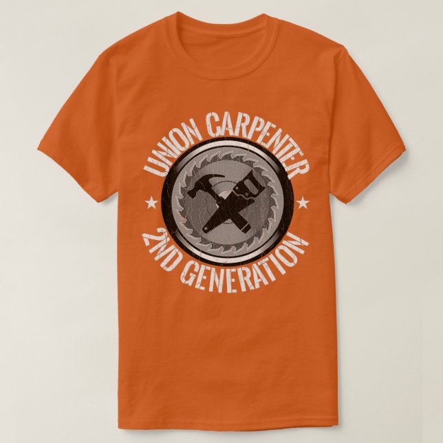 Union Retro Carpenter Distressed Woodworker Woodwo T-Shirt (Design Front)
