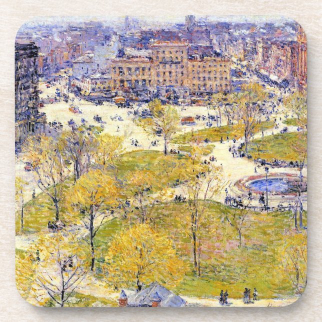 Union Square in Spring by Frederick Childe Hassam Coaster (Front)