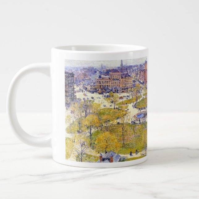 Union Square in Spring by Frederick Childe Hassam Giant Coffee Mug (Left)