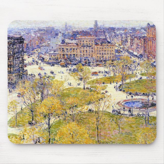 Union Square in Spring by Frederick Childe Hassam Mouse Pad (Front)