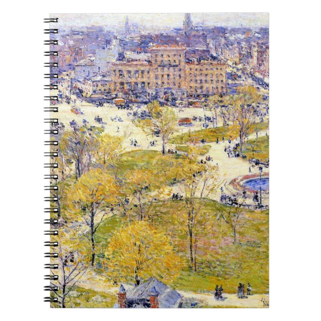 Union Square in Spring by Frederick Childe Hassam Notebook (Front)