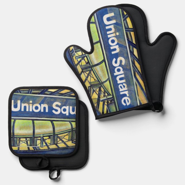 Union Square's Parlor Oven Mitt & Pot Holder Set (Front/Back)