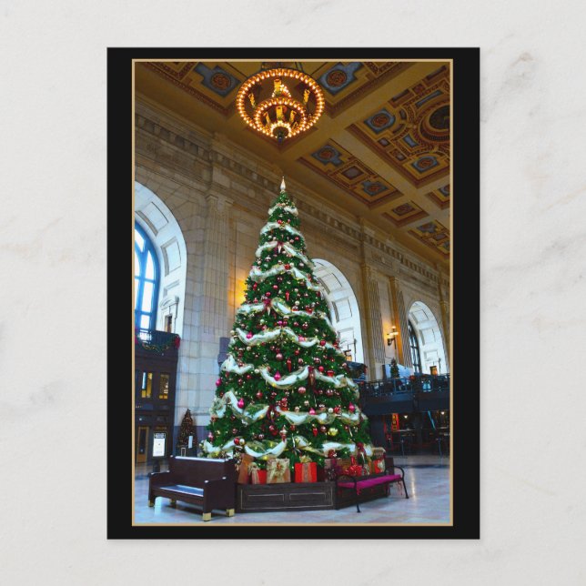 Union Station Christmas Tree, Kansas City Missouri Holiday Postcard (Front)