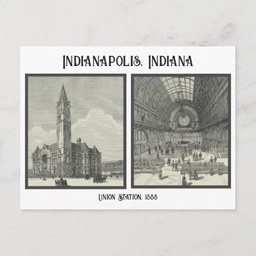 Union Station Drawings Indianapolis Indiana Postcard