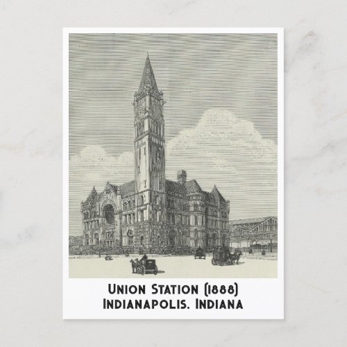 Union Station in 1888 Indianapolis Indiana Postcard