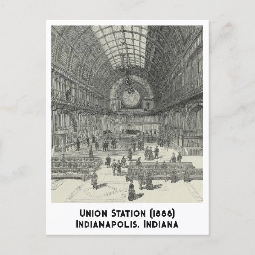 Union Station in 1888 Indianapolis Indiana Postcard