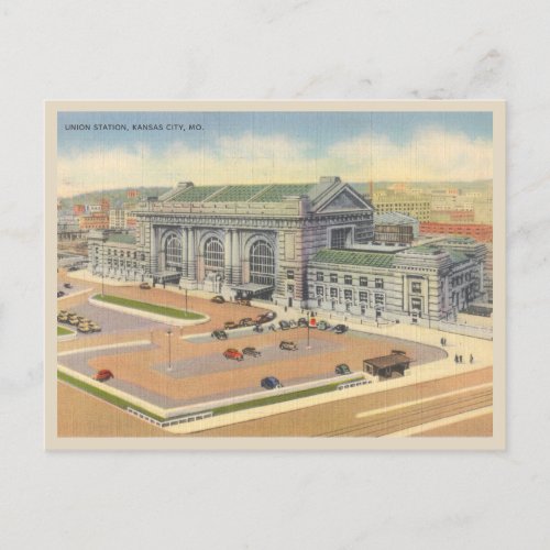 Union Station Kansas City Missouri vintage 1940s Postcard