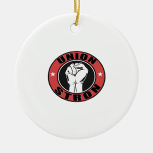 Union Strong American Flag Labor Day Ceramic Ornament