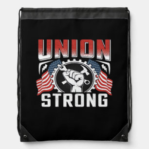 Union Strong American Flag Labor Day Essential Drawstring Bag