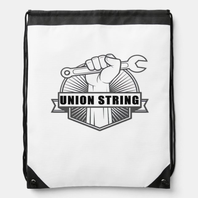 Union Strong American Flag Labor Day Essential Drawstring Bag (Front)