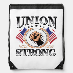 Union Strong American Flag Labor Day Viral Drawstring Bag