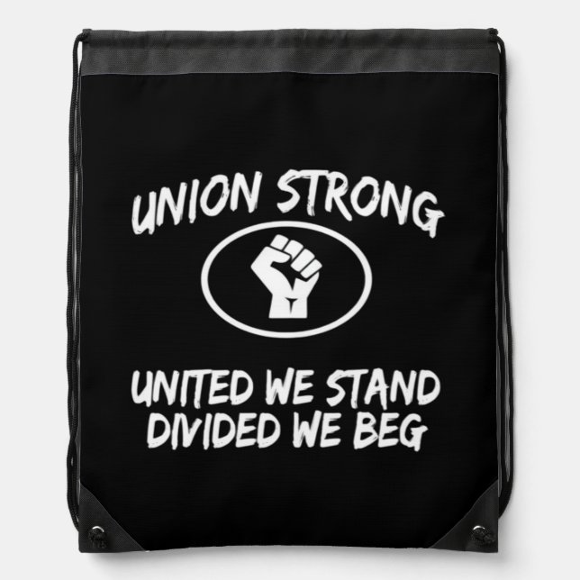 Union Strong And Solidarity Drawstring Bag (Front)