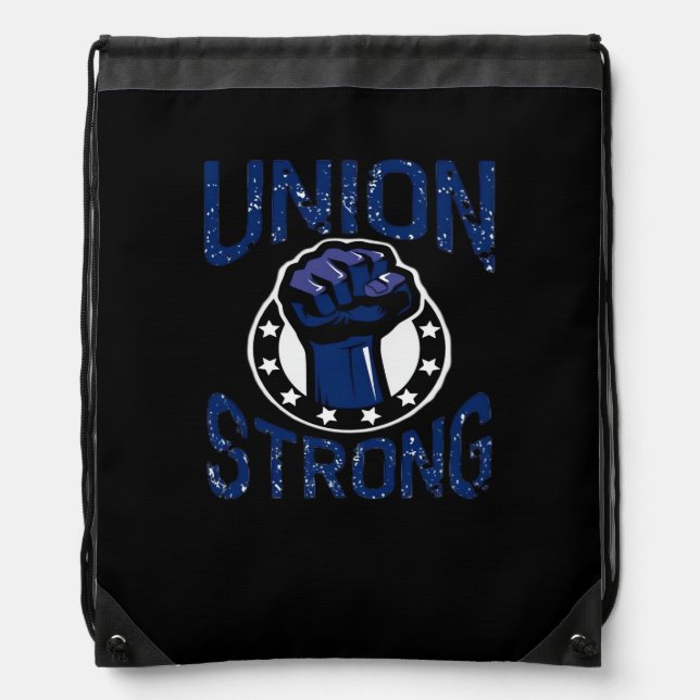 Union Strong - Fist Stand Together Labor Union Ove Drawstring Bag (Front)