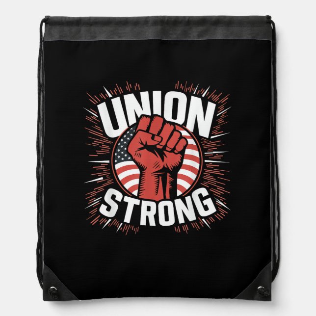 Union Strong For Professional Workers - Labor Day Drawstring Bag (Front)
