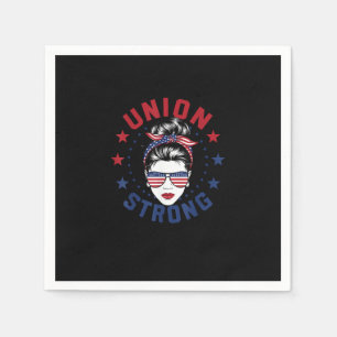 Union Strong Labor Day Messy Bun USA Flag Napkins
