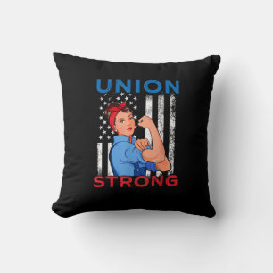 Union Strong - Labor Day Skilled Union Worker Throw Pillow